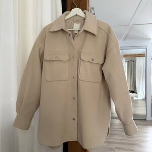 H&M Beige Oversized Utility Shacket Jacket